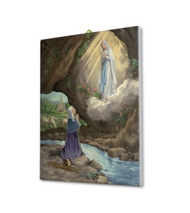 Tela pittorica intelaiata della Madonna di Lourdes