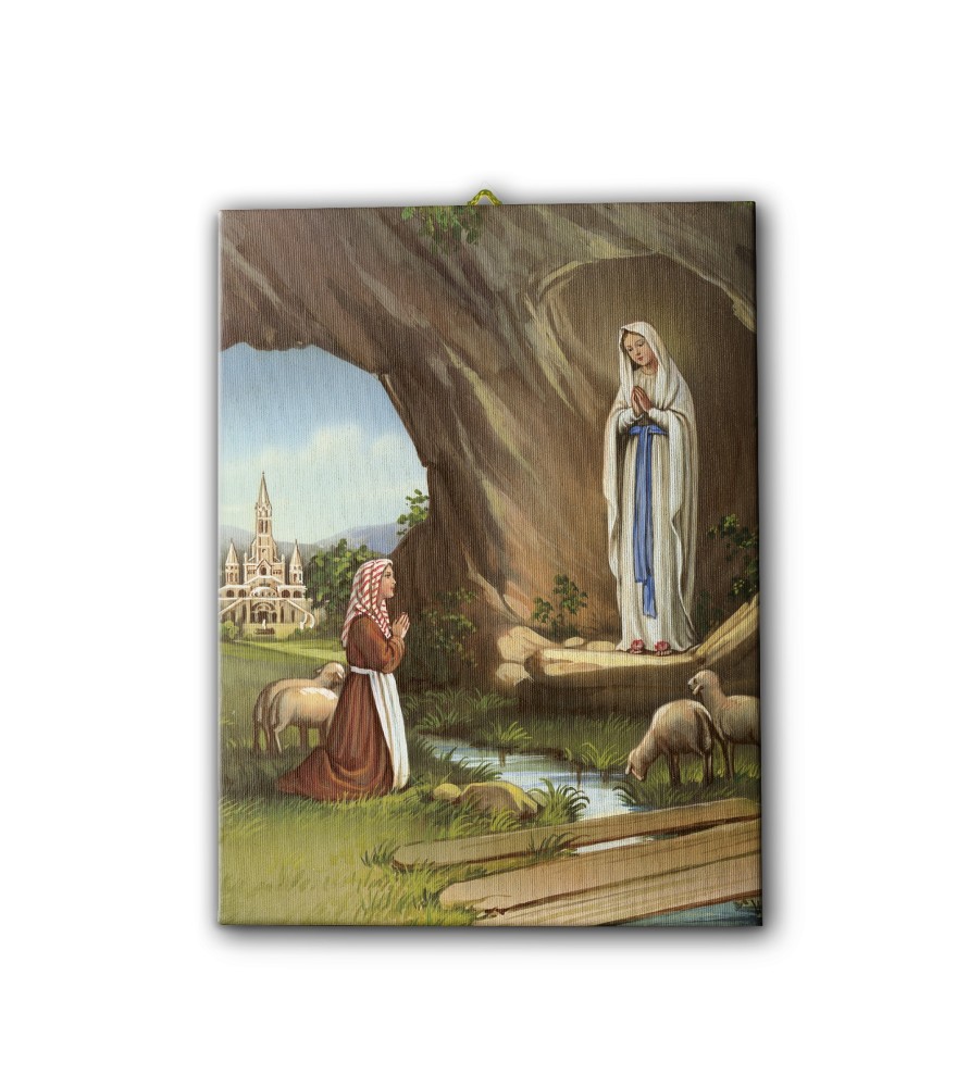 Tela pittorica intelaiata della Madonna di Lourdes