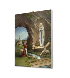 Tela pittorica intelaiata della Madonna di Lourdes