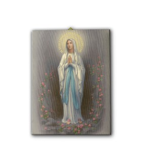 Tela pittorica intelaiata della Madonna di Lourdes