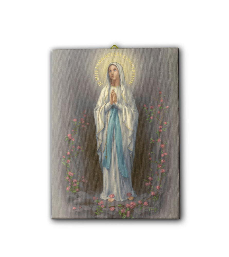 Tela pittorica intelaiata della Madonna di Lourdes