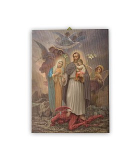 Tela pittorica intelaiata di San Giuseppe protettore della Sacra Famiglia