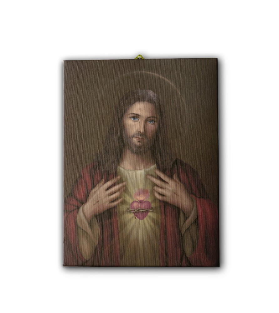 Tela pittorica intelaiata del Sacro Cuore di Gesù Tela pittorica intelaiata del Sacro Cuore di Gesù