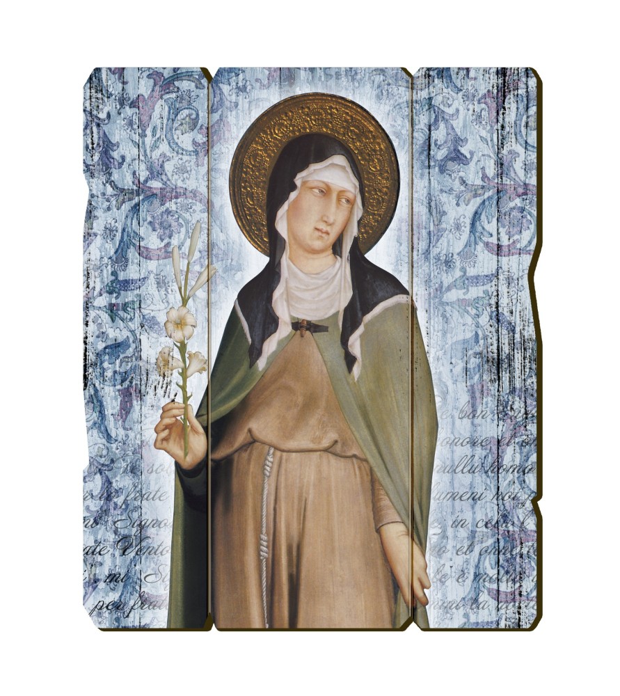 Quadro in legno sagomato stile vintage di Santa Chiara del Cimabue Quadro in legno sagomato stile vintage di Santa Chiara del Cimabue