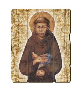 Quadro in legno sagomato stile vintage di San Francesco del Cimabue