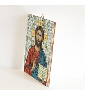 Quadro in legno sagomato stile vintage di Gesù Maestro