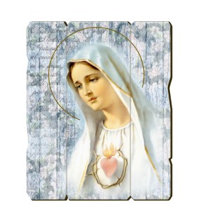Quadro in legno sagomato stile vintage della Madonna di Fatima