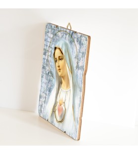 Quadro in legno sagomato stile vintage della Madonna di Fatima