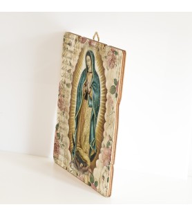 Quadro in legno sagomato stile vintage della Madonna di Guadalupe