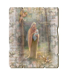 Quadro in legno sagomato stile vintage della Vergine del Bosco