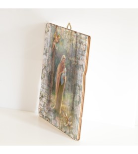 Quadro in legno sagomato stile vintage della Vergine del Bosco