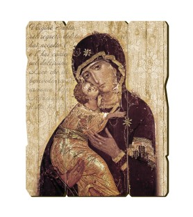 Quadro in legno sagomato stile vintage della Madonna della Tenerezza
