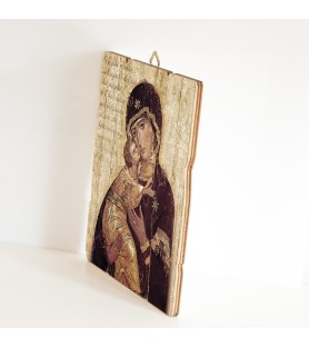 Quadro in legno sagomato stile vintage della Madonna della Tenerezza