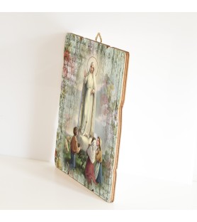 Quadro in legno sagomato stile vintage della Madonna di Fatima