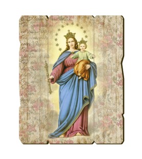 Quadro in legno sagomato stile vintage di Maria Ausiliatrice