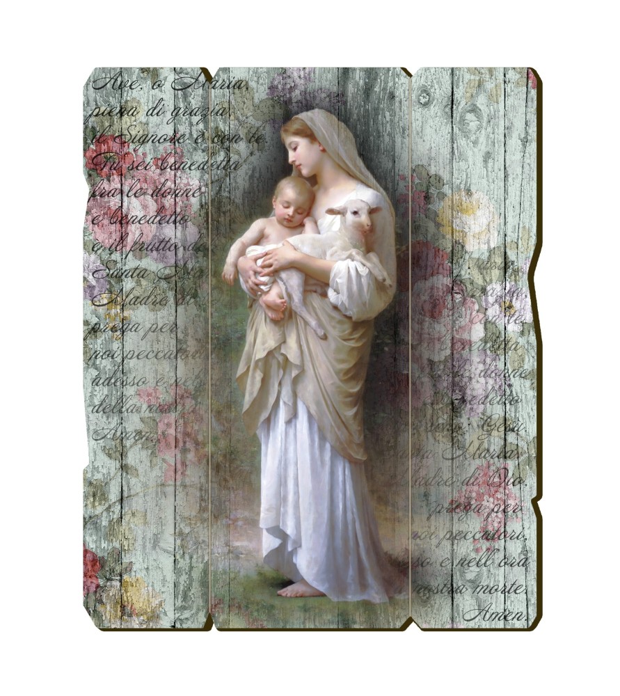 Quadro in legno sagomato stile vintage della Madonna di Medjugorje Quadro in legno sagomato stile vintage della Madonna di Medjugorje