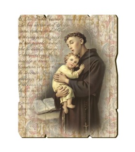 Quadro in legno sagomato stile vintage di Sant'Antonio