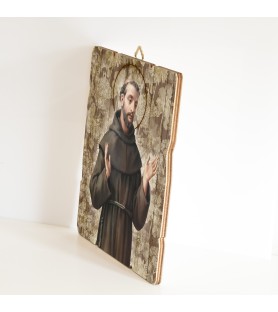 Quadro in legno sagomato stile vintage di San Francesco