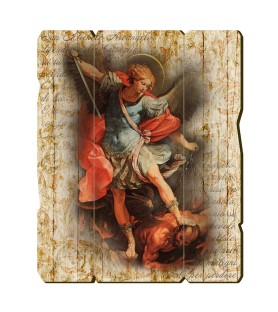 Quadro in legno sagomato stile vintage di San Michele