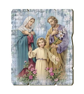 Quadro in legno sagomato stile vintage della Sacra Famiglia