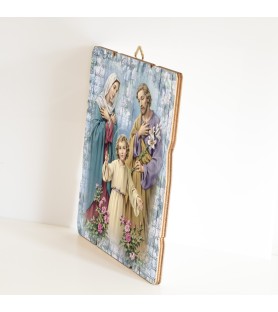 Quadro in legno sagomato stile vintage della Sacra Famiglia
