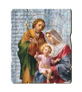 Quadro in legno sagomato stile vintage della Sacra Famiglia