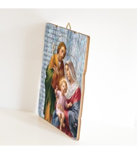 Quadro in legno sagomato stile vintage della Sacra Famiglia