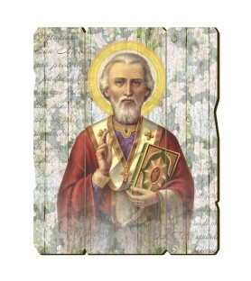 Quadro in legno sagomato stile vintage di San Nicola