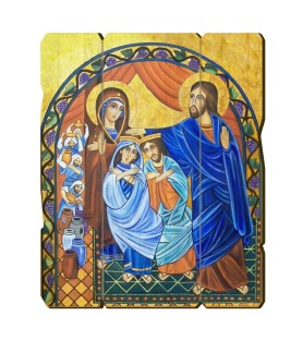 Quadro in legno sagomato stile vintage delle Nozze di Cana