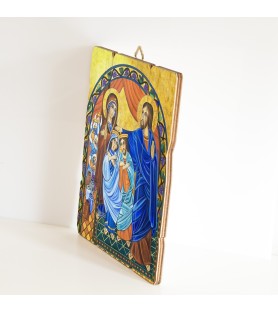 Quadro in legno sagomato stile vintage delle Nozze di Cana