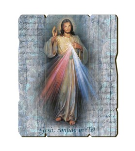 Quadro in legno sagomato stile vintage di Gesù Misericordioso