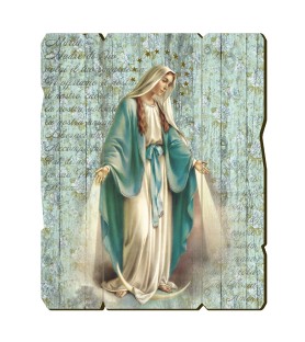Quadro in legno sagomato stile vintage della Madonna Miracolosa