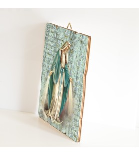Quadro in legno sagomato stile vintage della Madonna Miracolosa