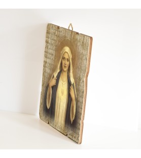Quadro in legno sagomato stile vintage del Cuore Immacolato di Maria