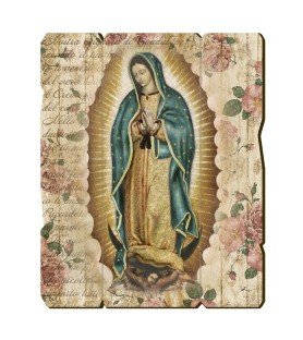 Quadro in legno sagomato stile vintage della Madonna di Guadalupe
