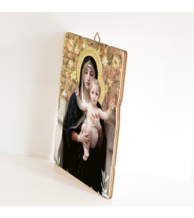 Quadro in legno sagomato stile vintage della Madonna con bambino di William-Adolphe Bouguereau