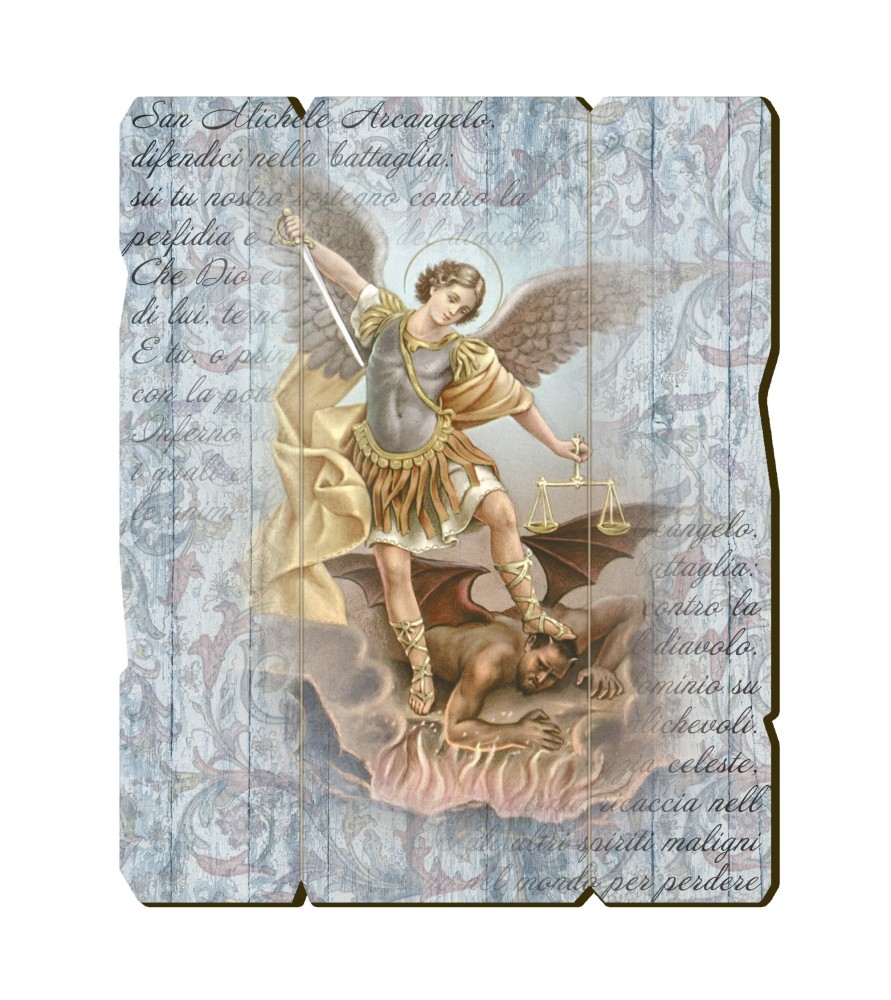Quadro in legno sagomato stile vintage di San Michele