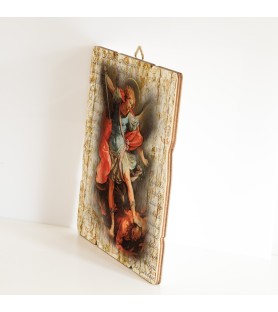 Quadro in legno sagomato stile vintage di San Michele