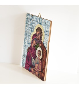 Quadro in legno sagomato stile vintage della Sacra Famiglia
