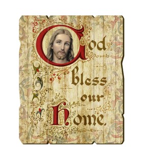 Quadro in legno sagomato stile vintage di Gesù