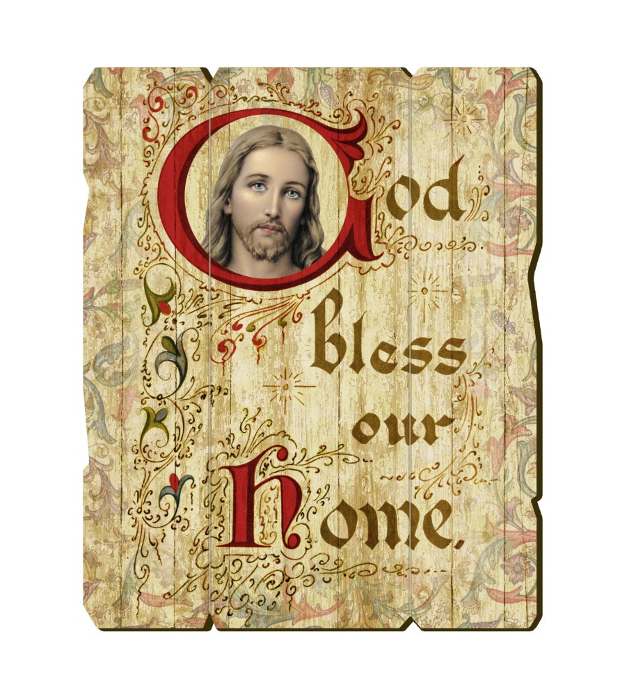 Quadro in legno sagomato stile vintage di Gesù Quadro in legno sagomato stile vintage di Gesù