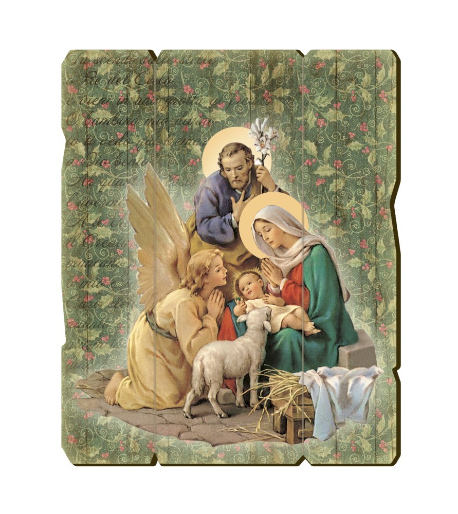 Quadro in legno sagomato stile vintage della Natività Quadro in legno sagomato stile vintage della Natività