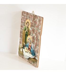 Quadro in legno sagomato stile vintage della Natività