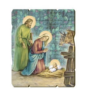 Quadro in legno sagomato stile vintage della Natività
