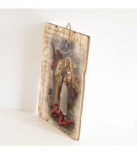 Quadro in legno sagomato stile vintage di San Giuseppe protettore della Sacra Famiglia