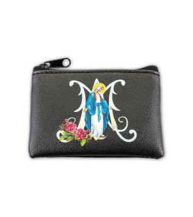 Pochette porta rosario con l'immagine della Madonna Miracolosa