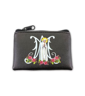 Pochette porta rosario con l'immagine della Madonna di Fatima