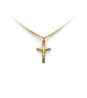 Collana con croce in Argento 925 e finitura placcata in oro 16 Kt