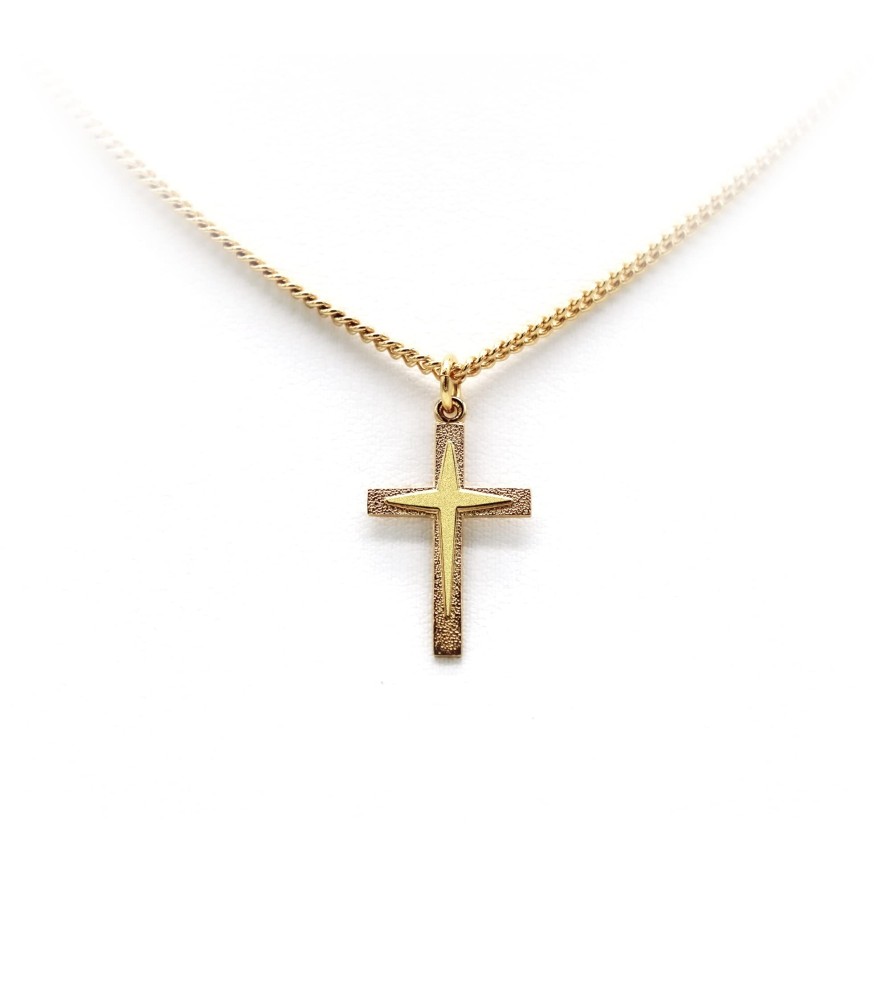 Collana con croce in Argento 925 e finitura placcata in oro 16 Kt Collana con croce in Argento 925 e finitura placcata in oro 16 Kt