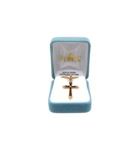 Collana con croce in argento 925 e punti luce in cristallo Swarovski con finitura placcata in oro 16 kt